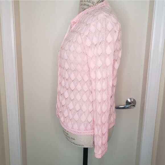 60s pink crochet cardigan - Picture 2 of 5